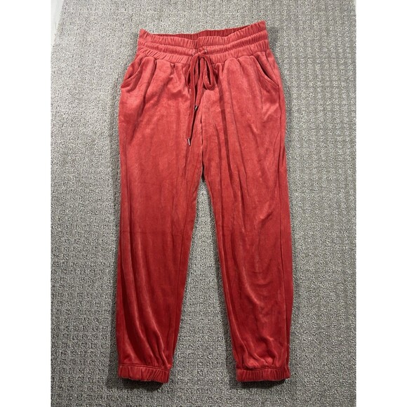 Zoe and Phoebee Track Suit  Womens Large Rust Velour 2 Pc Crop Sweatsuit Set - Picture 16 of 16